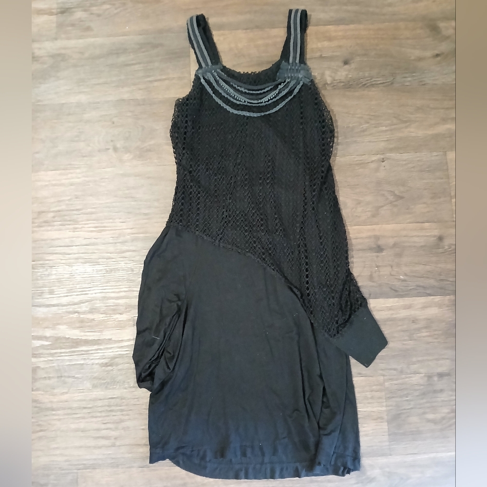 Molio Relio Dress Asymmetrical Overlay Black Lace Dress.